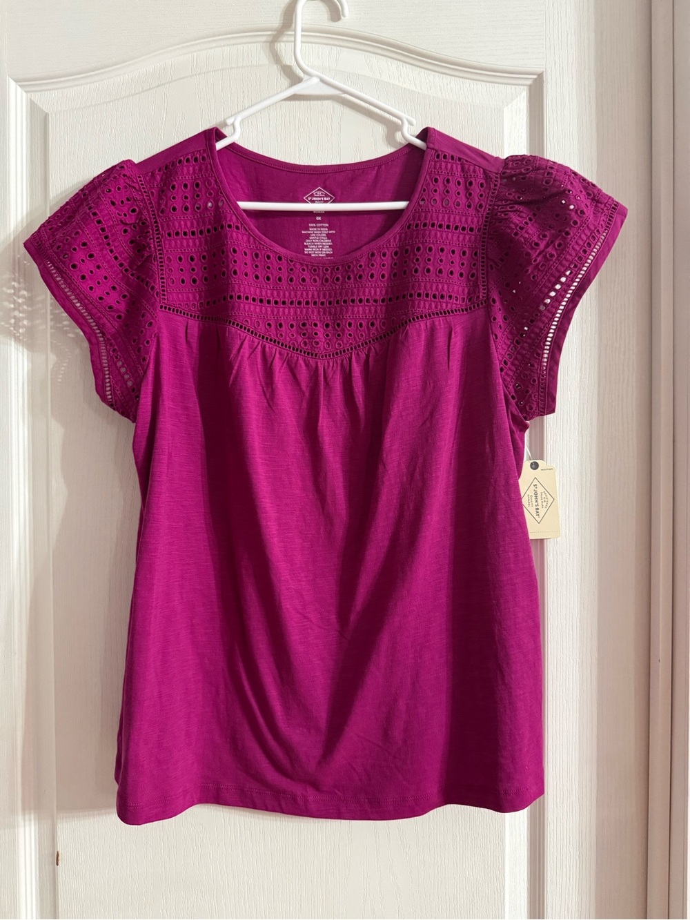 St John’s Bay Women’s Purple Eyelet Top NWT Sz 0X. MY-31